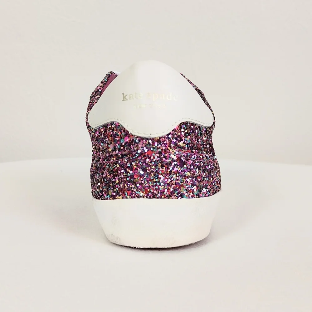 NEW Kate Spade Ace Glitter Sneakers Women's 8 Sparkly Shoes Lace-up Low Top Pink - Picture 6 of 10